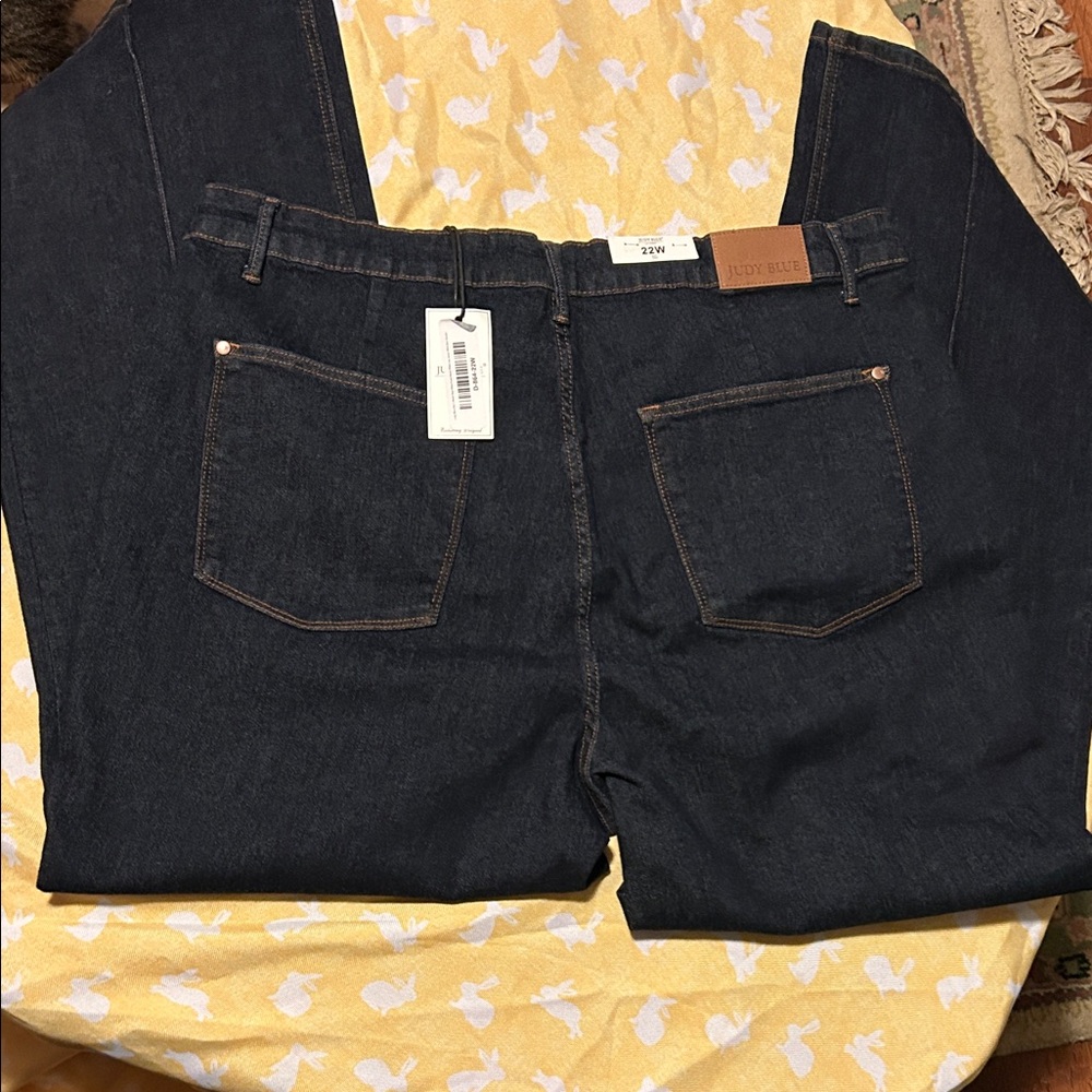 Judy Blue Dark Wash Wide Leg Blue Jeans Size 22W High Waist NWT - Picture 9 of 16